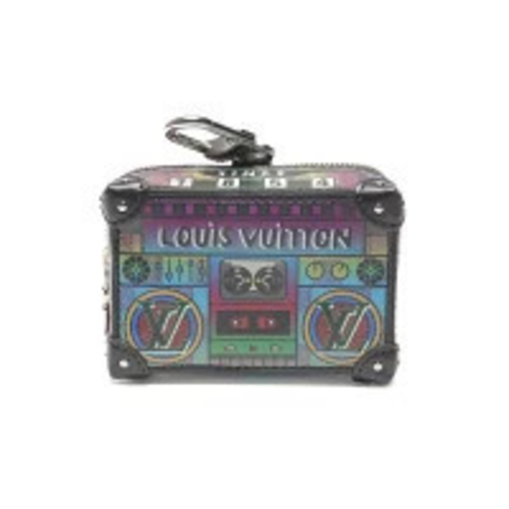 Louis Vuitton Bag Charm LV Stereo Pouch Clutch Leather Multicolor
